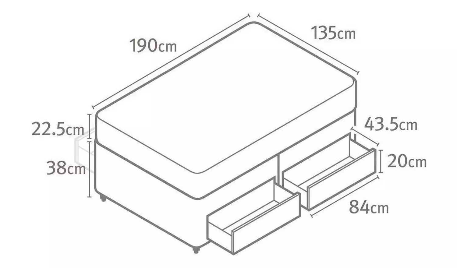 Silentnight Hatfield Double Memory 4 Drawer Divan Bed - Grey