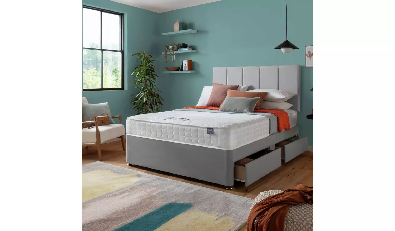 Silentnight Hatfield Double Memory 4 Drawer Divan Bed - Grey
