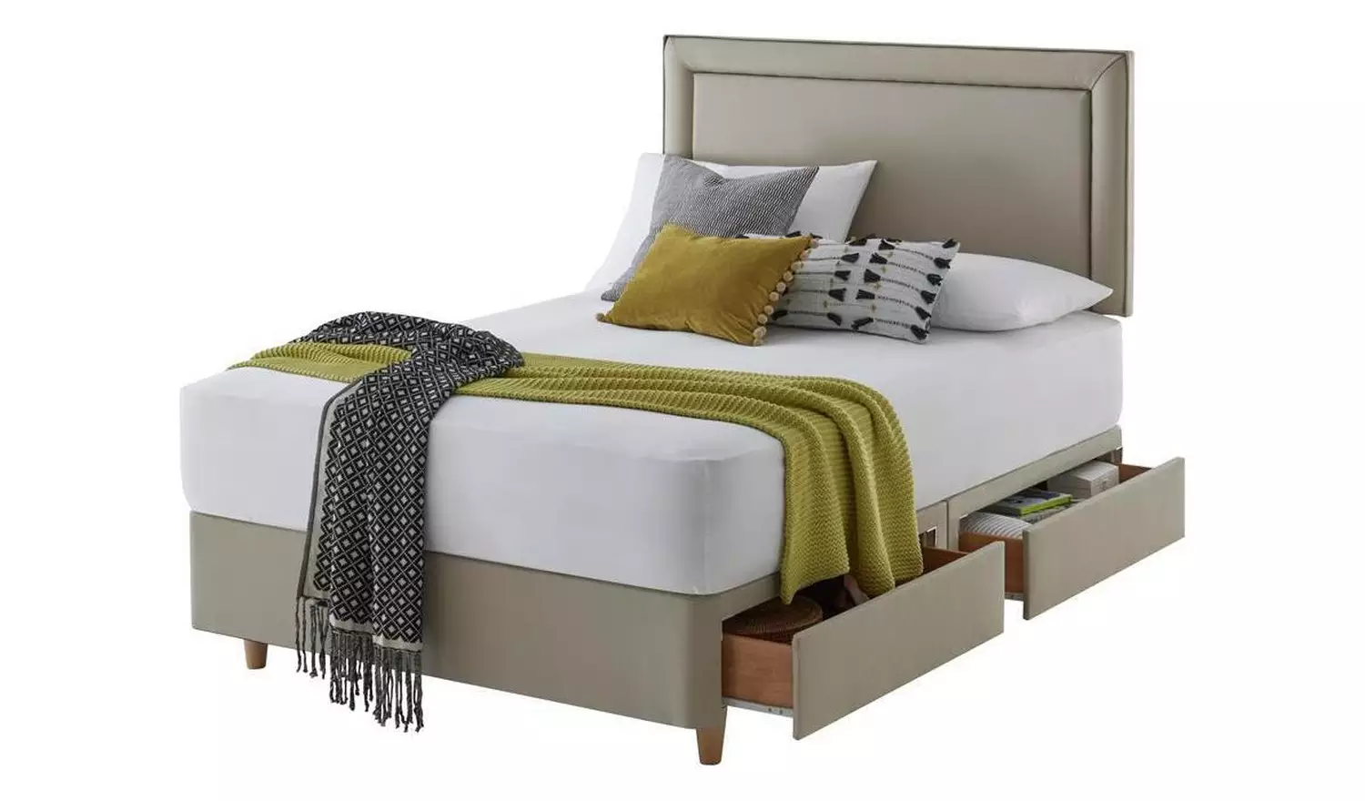 Silentnight Toulouse Kingsize 4 Drawer Divan Set - Sandstone