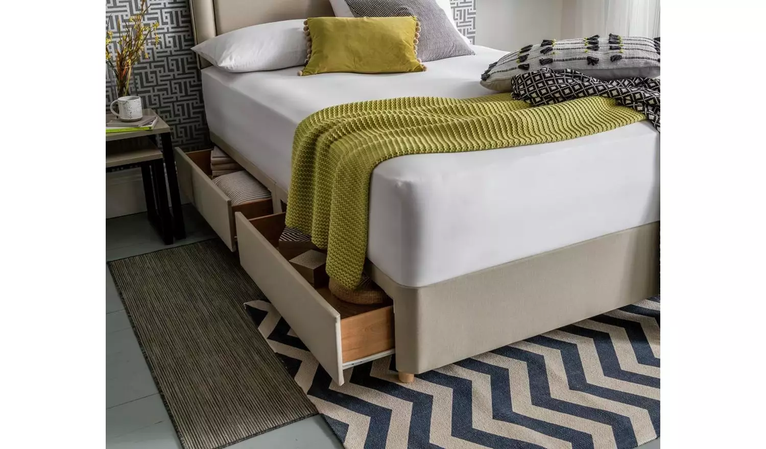 Silentnight Toulouse Kingsize 4 Drawer Divan Set - Sandstone