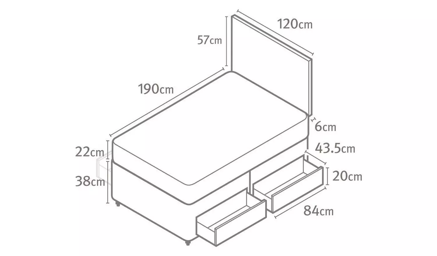 Silentnight Ortho 4Drw King Divan & Headboard - Charcoal