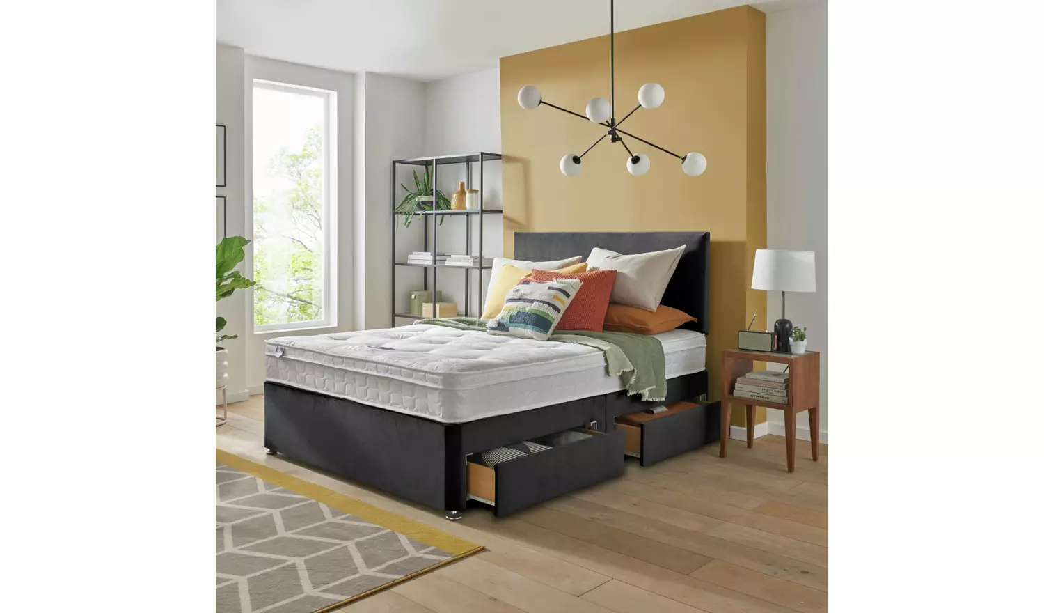 Silentnight Ortho 4Drw King Divan & Headboard - Charcoal