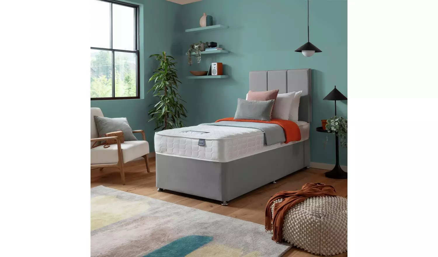 Silentnight Hatfield Single Memory Divan Bed - Grey