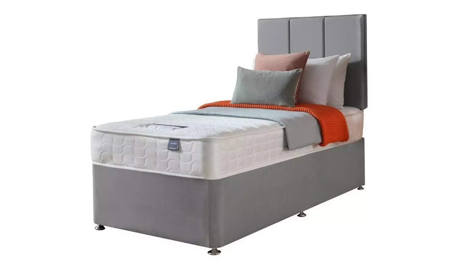 Silentnight Hatfield Single Memory Divan Bed - Grey