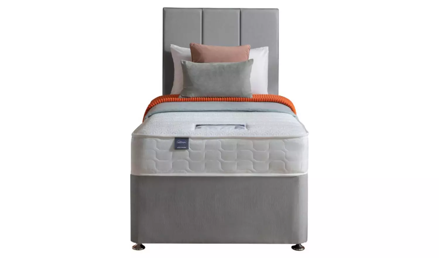 Silentnight Hatfield Single Memory Divan Bed - Grey