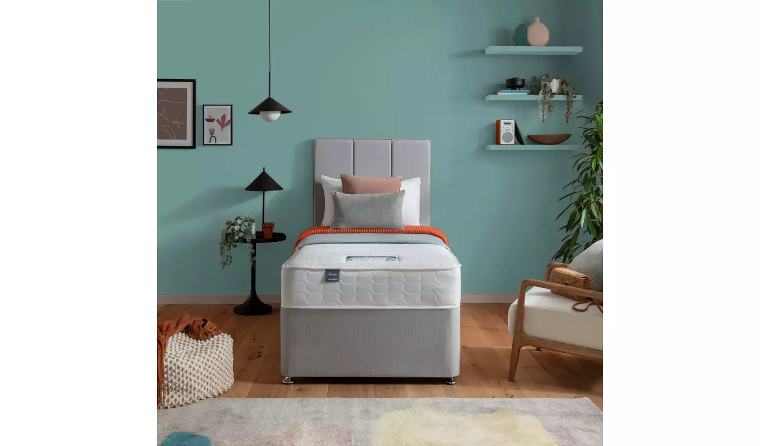 Silentnight Hatfield Single Memory Divan Bed - Grey