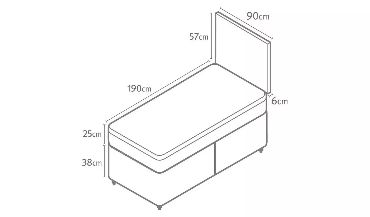 Silentnight Travis Single Memory Divan Bed - Charcoal