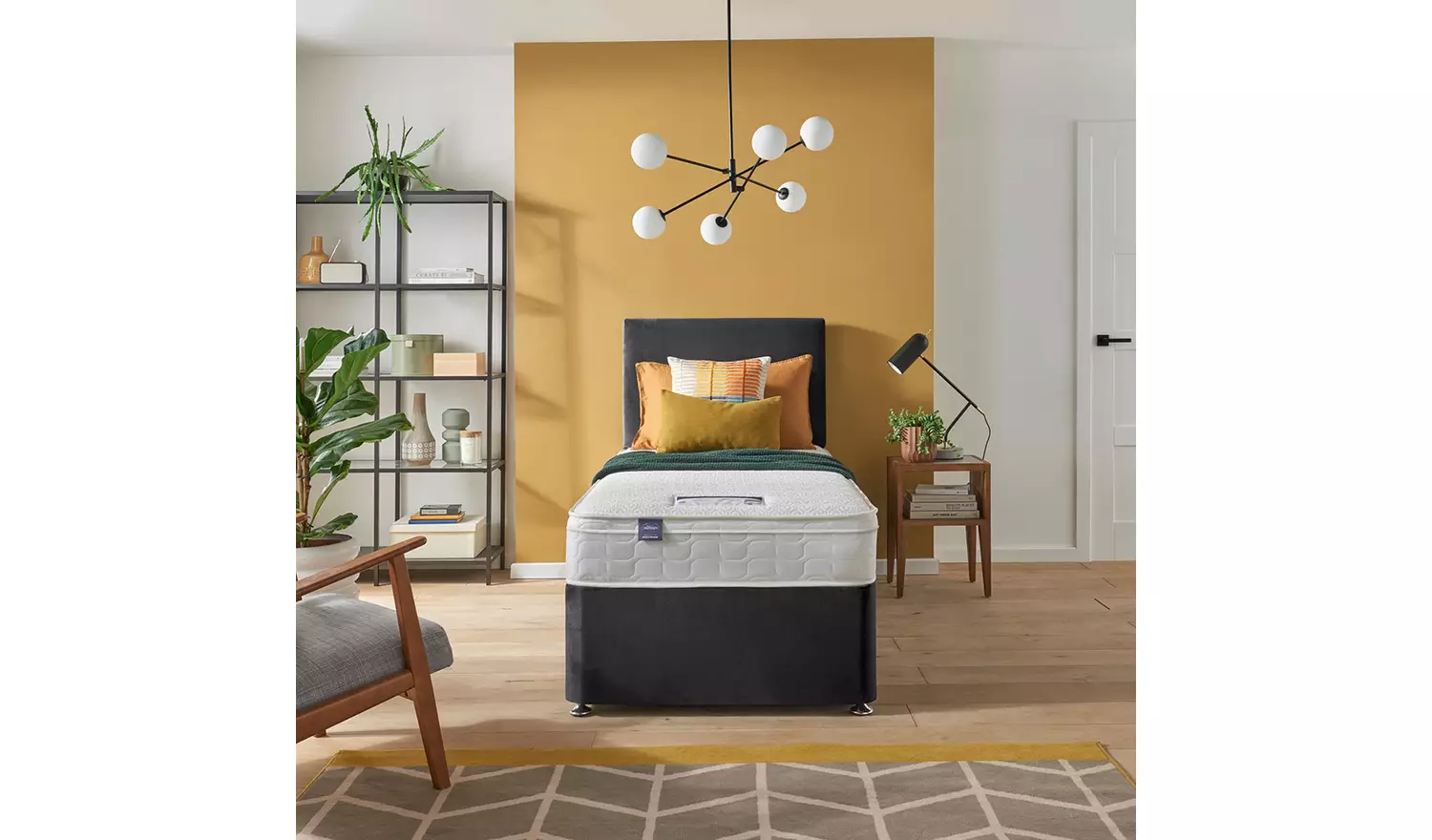 Silentnight Travis Single Memory Divan Bed - Charcoal