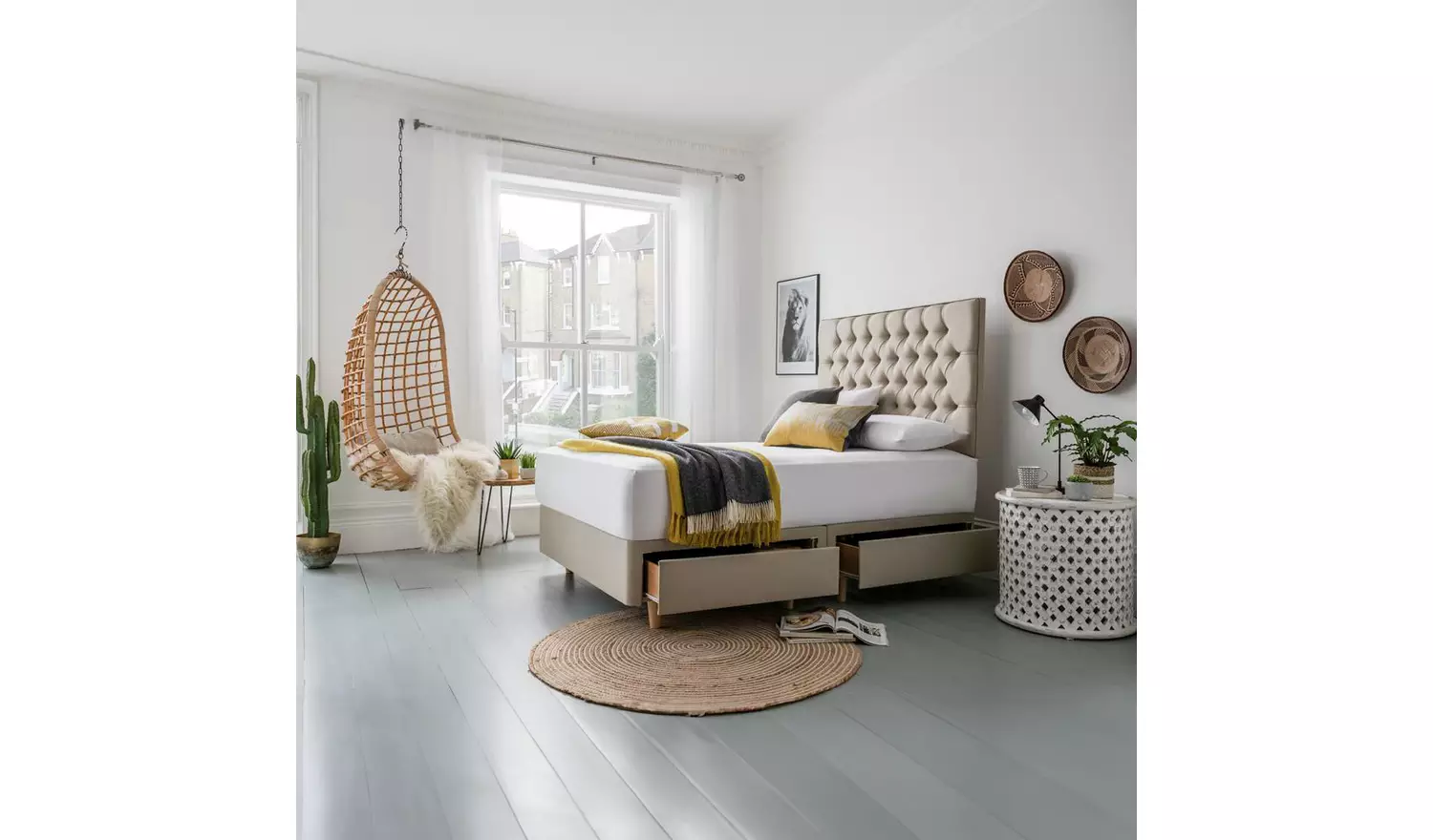 Silentnight Sassaria Double 4 Drawer Divan Set - Sandstone