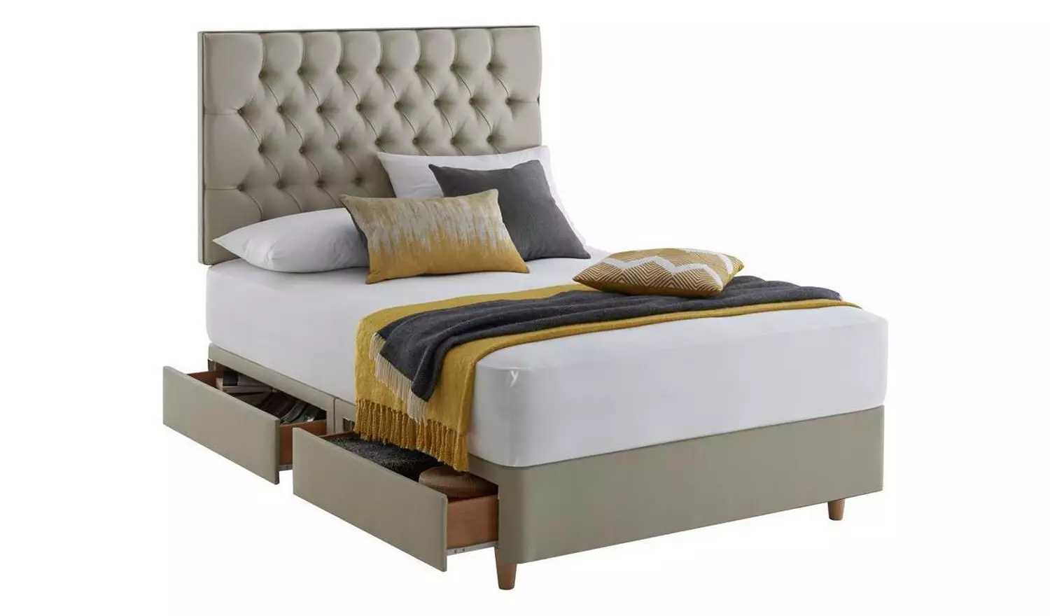 Silentnight Sassaria Double 4 Drawer Divan Set - Sandstone