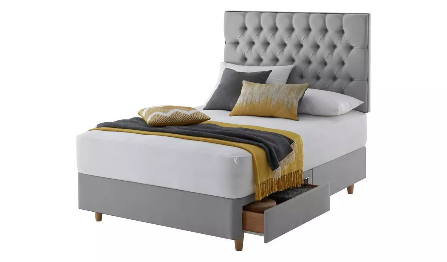 Silentnight Sassaria Kingsize 2 Drawer Divan Set- Grey