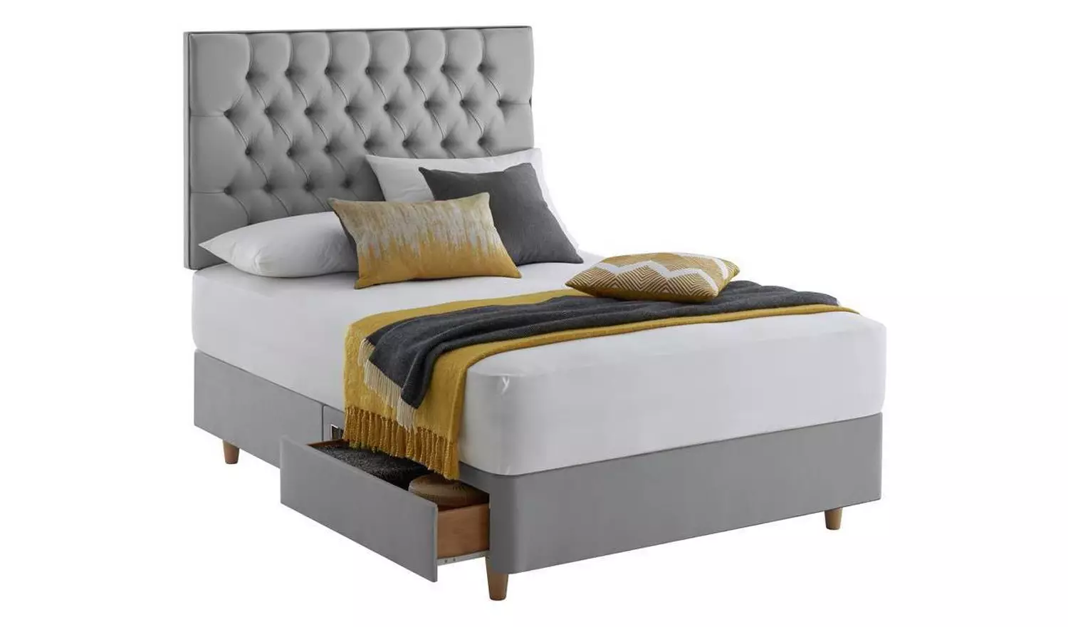 Silentnight Sassaria Kingsize 2 Drawer Divan Set- Grey