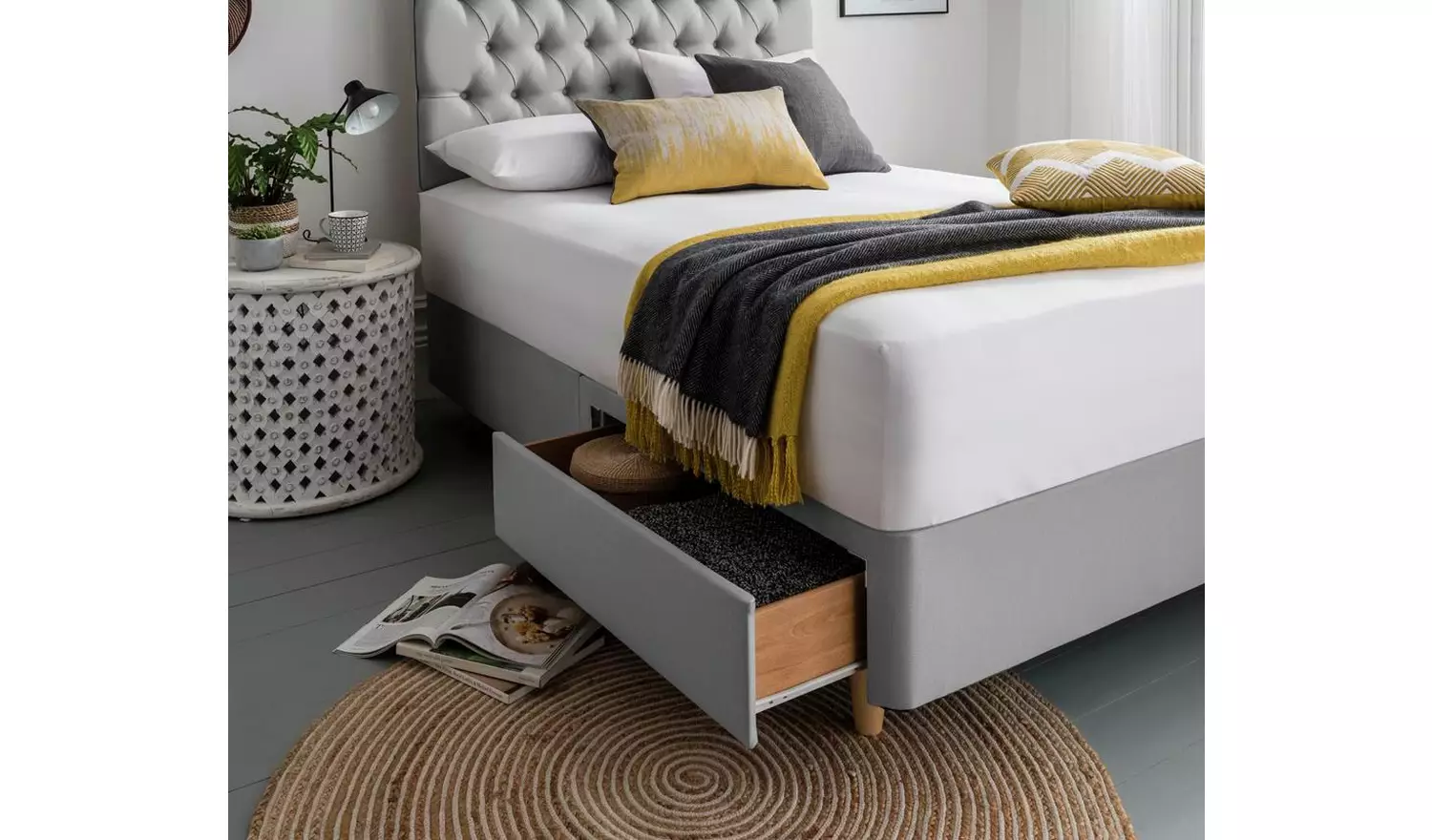 Silentnight Sassaria Kingsize 2 Drawer Divan Set- Grey