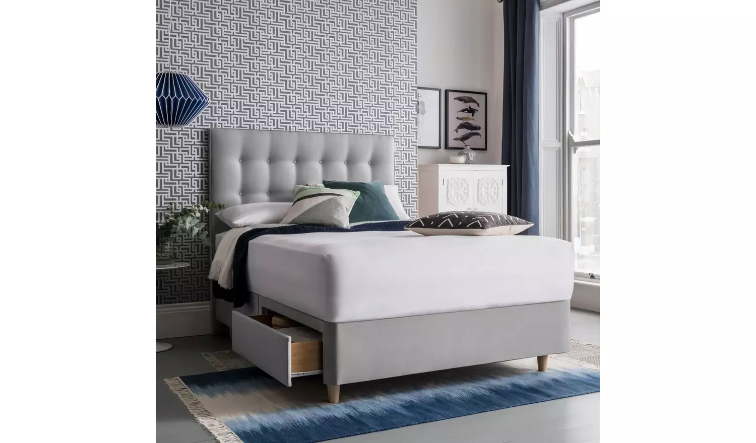 Silentnight Alaro Double 2 Drawer Divan Set - Slate Grey