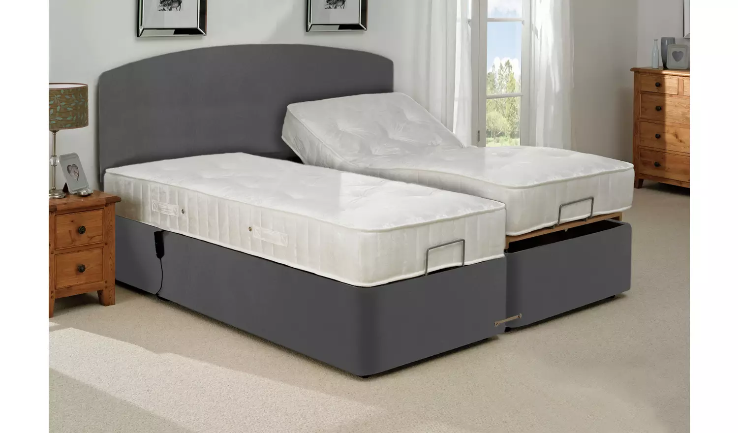 MiBed Berrington Adjustable Kingsize Bed Frame with Guard