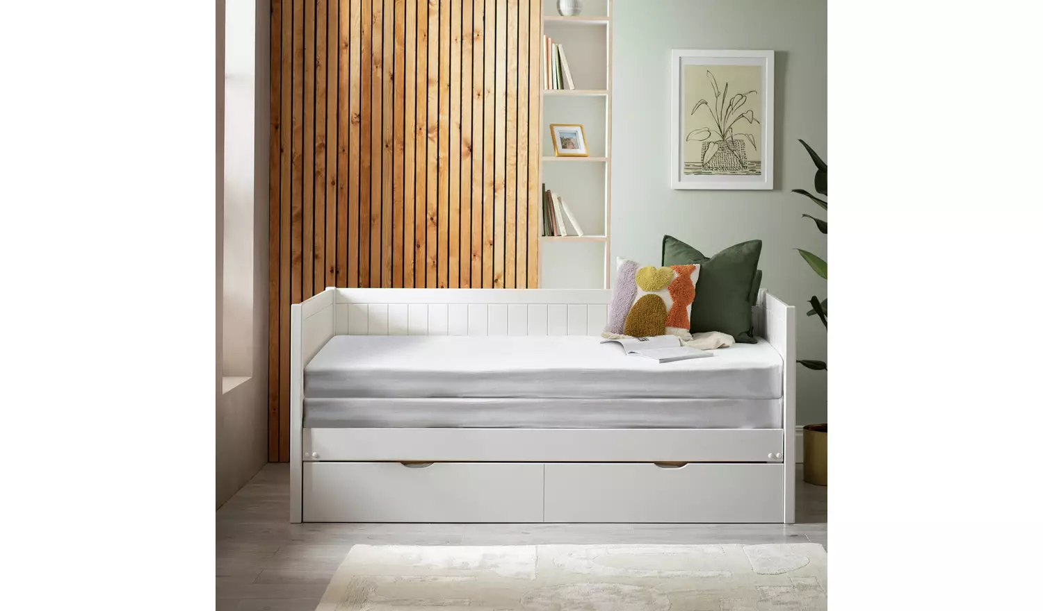 Habitat Axel Trundle Day Bed with 2 Mattresses - White