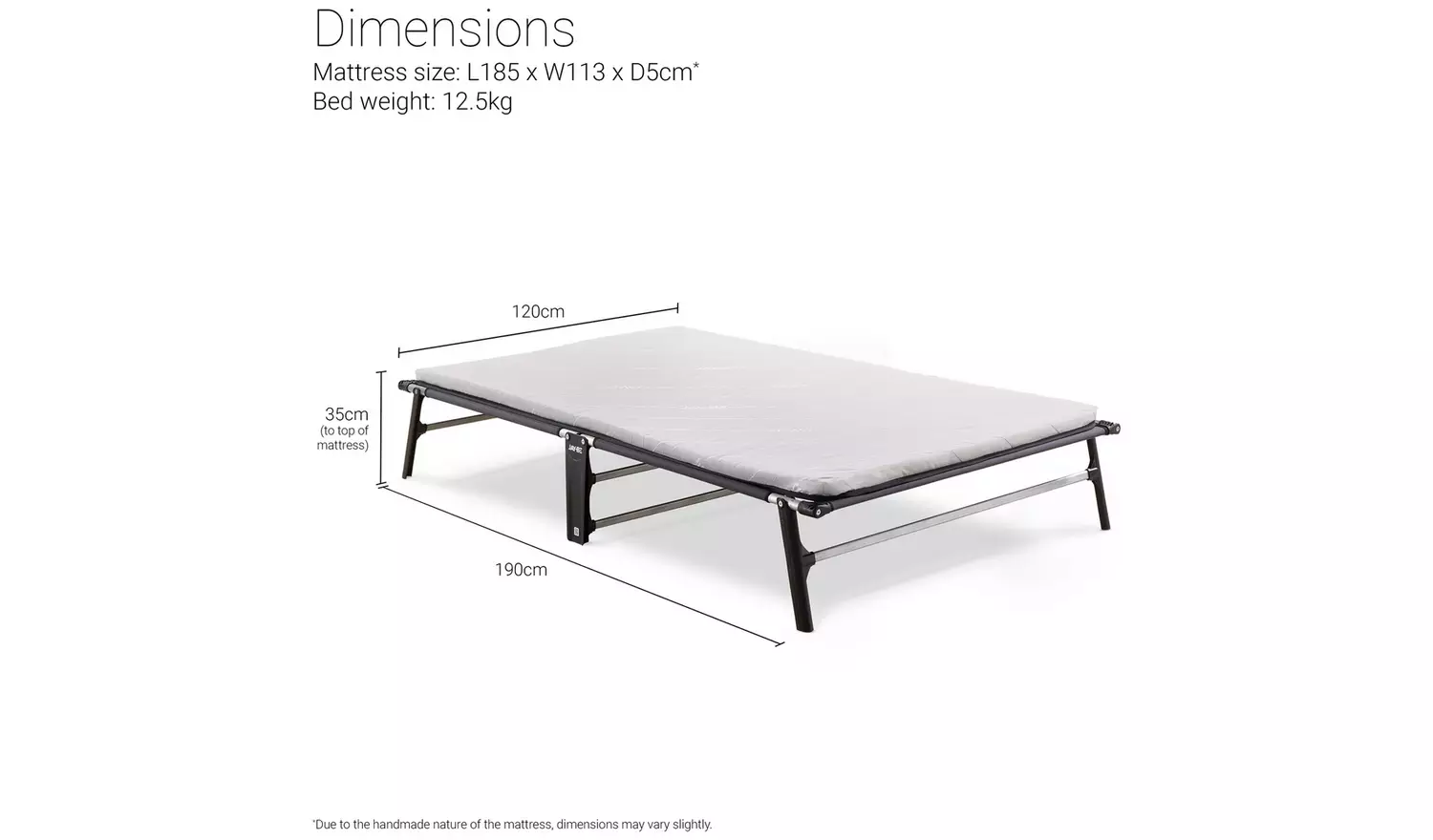 Jay-Be Compact Folding Bed with Mattress - Small Double