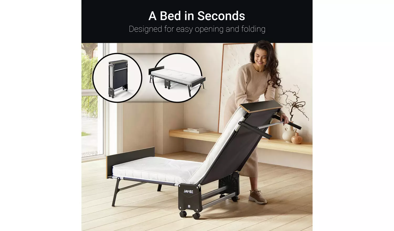 Jay-Be Grand Folding Bed with e-Pocket Mattress - Single