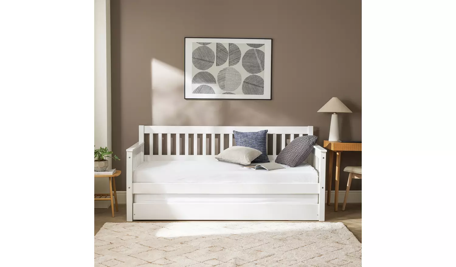 Argos Home Aspley Trundle Day Bed with 2 Mattresses - White