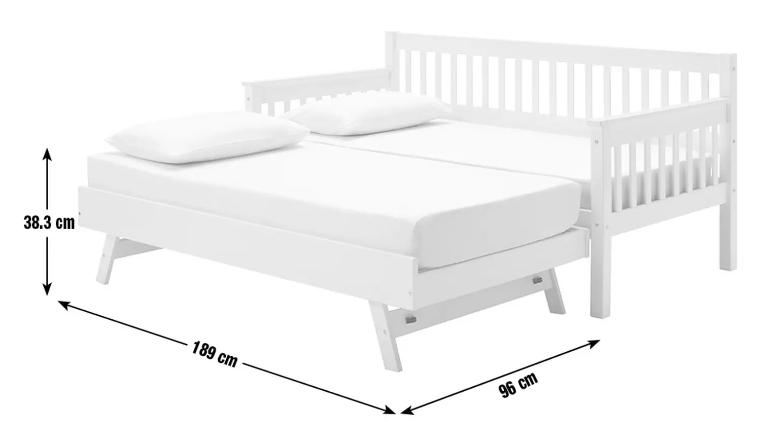 Argos Home Aspley Trundle Day Bed with 2 Mattresses - White