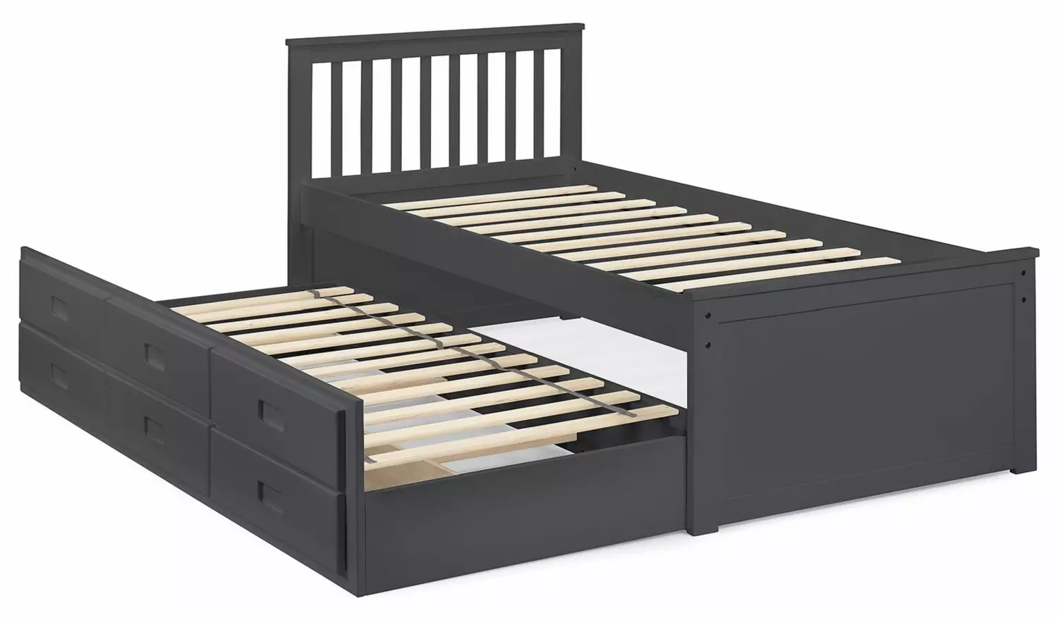 Julian Bowen Maisie Trundle Day Bed & 2 Mattresses- Charcoal