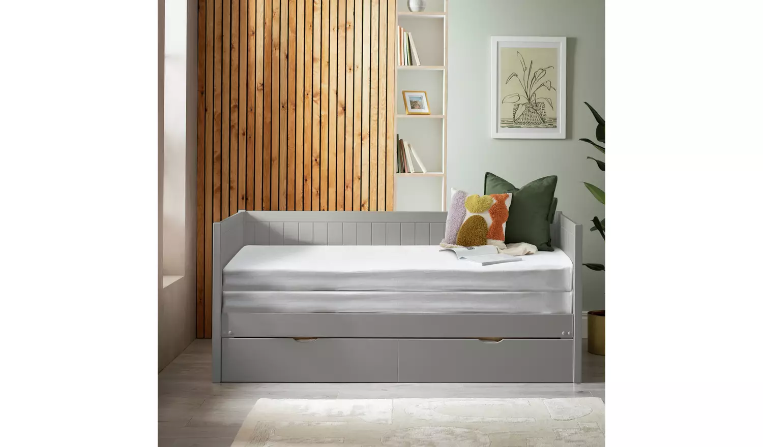 Habitat Axel Trundle Day Bed with 2 Mattresses - Grey