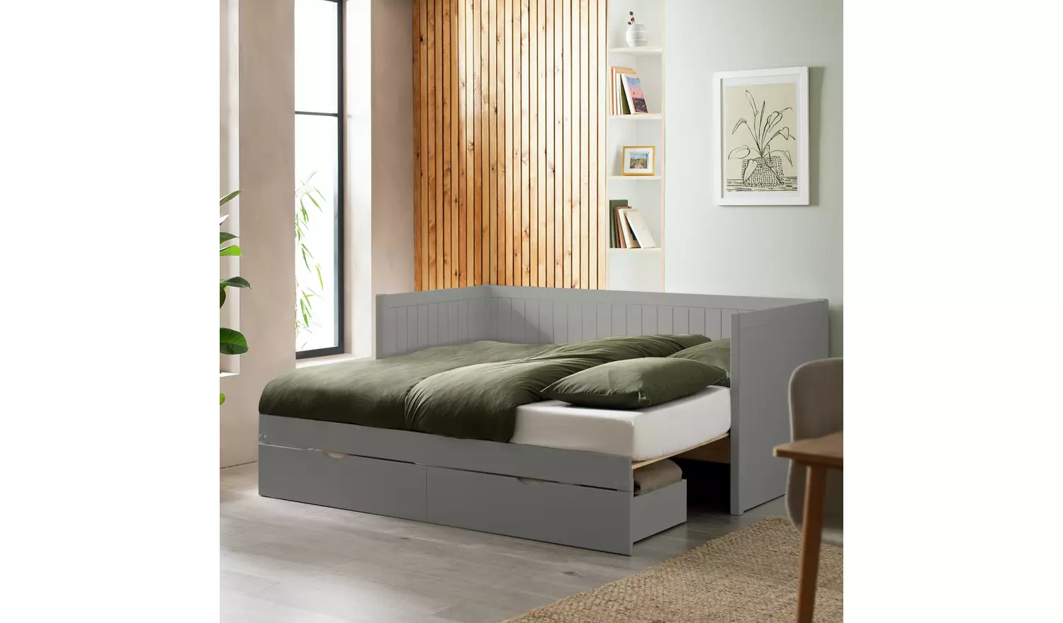 Habitat Axel Trundle Day Bed with 2 Mattresses - Grey