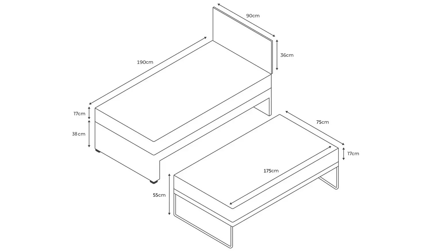 Argos Home Bertrum Fabric Guest Day Bed with Trundle-Natural