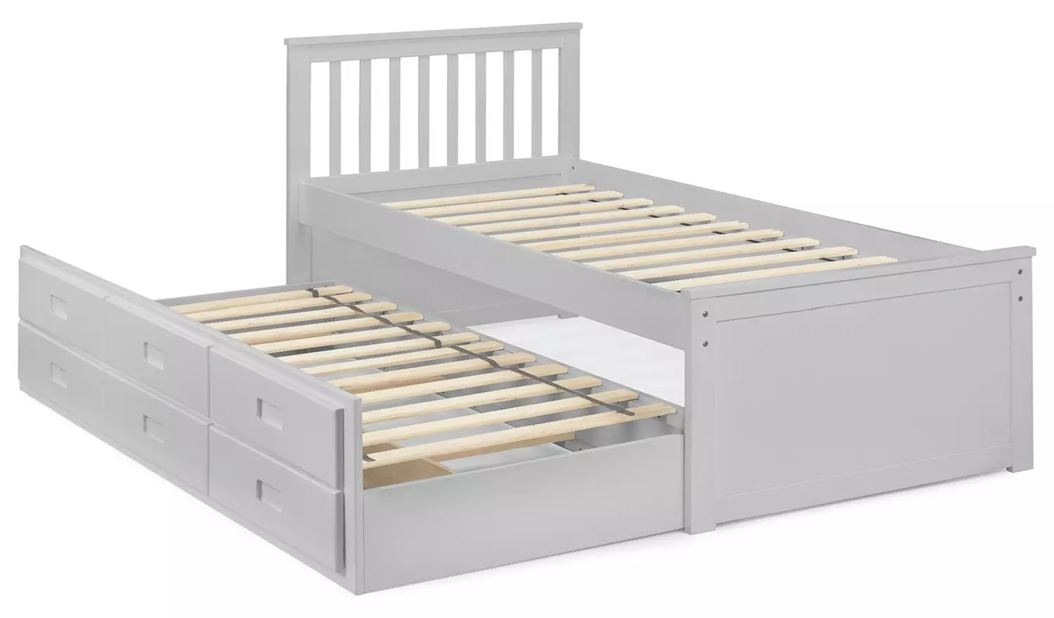 Julian Bowen Maisie Trundle Day Bed & 2 Mattresses - Grey