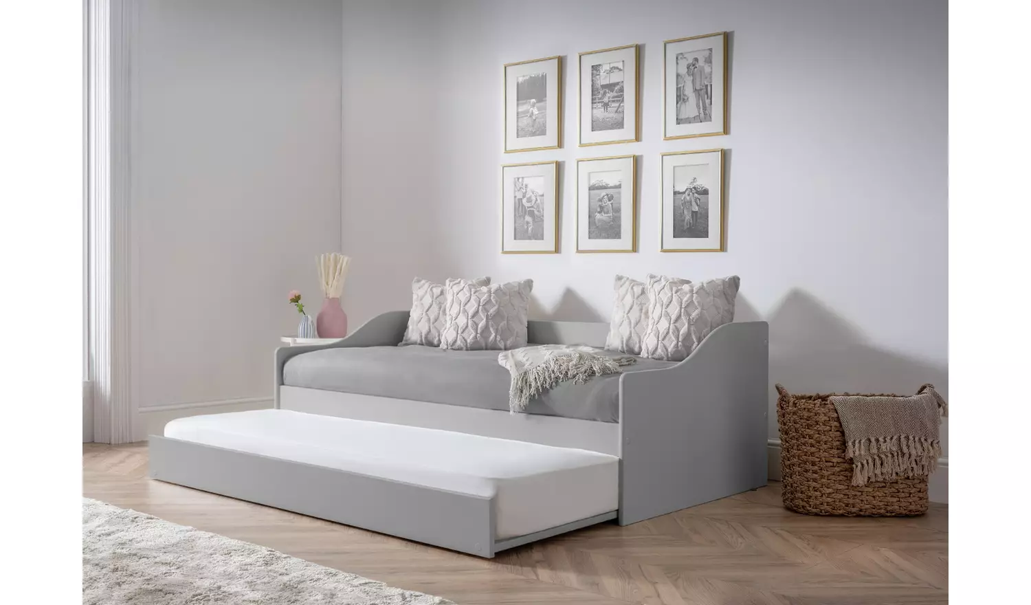 Julian Bowen Elba Trundle Day Bed & 2 Mattresses - Grey