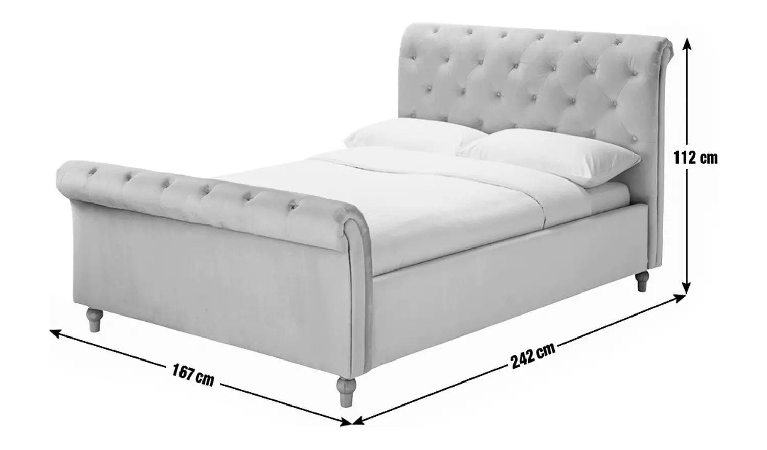 Argos Home Harrogate Kingsize Velvet Ottoman Bed - Silver