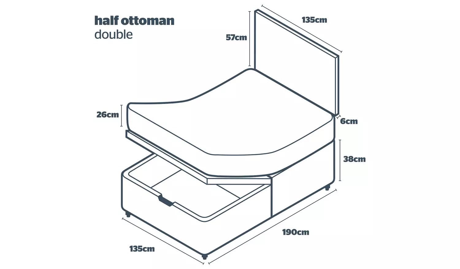 Silentnight Comfort Double Half Ottoman Bed - Grey