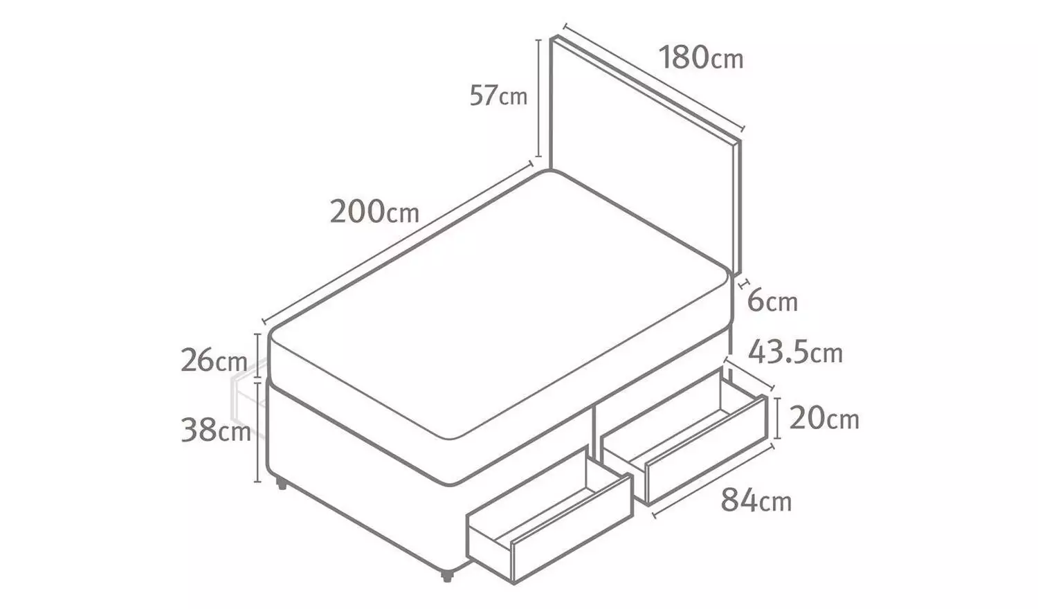 Silentnight Memory Superking 4 Drawer Divan Bed - Grey