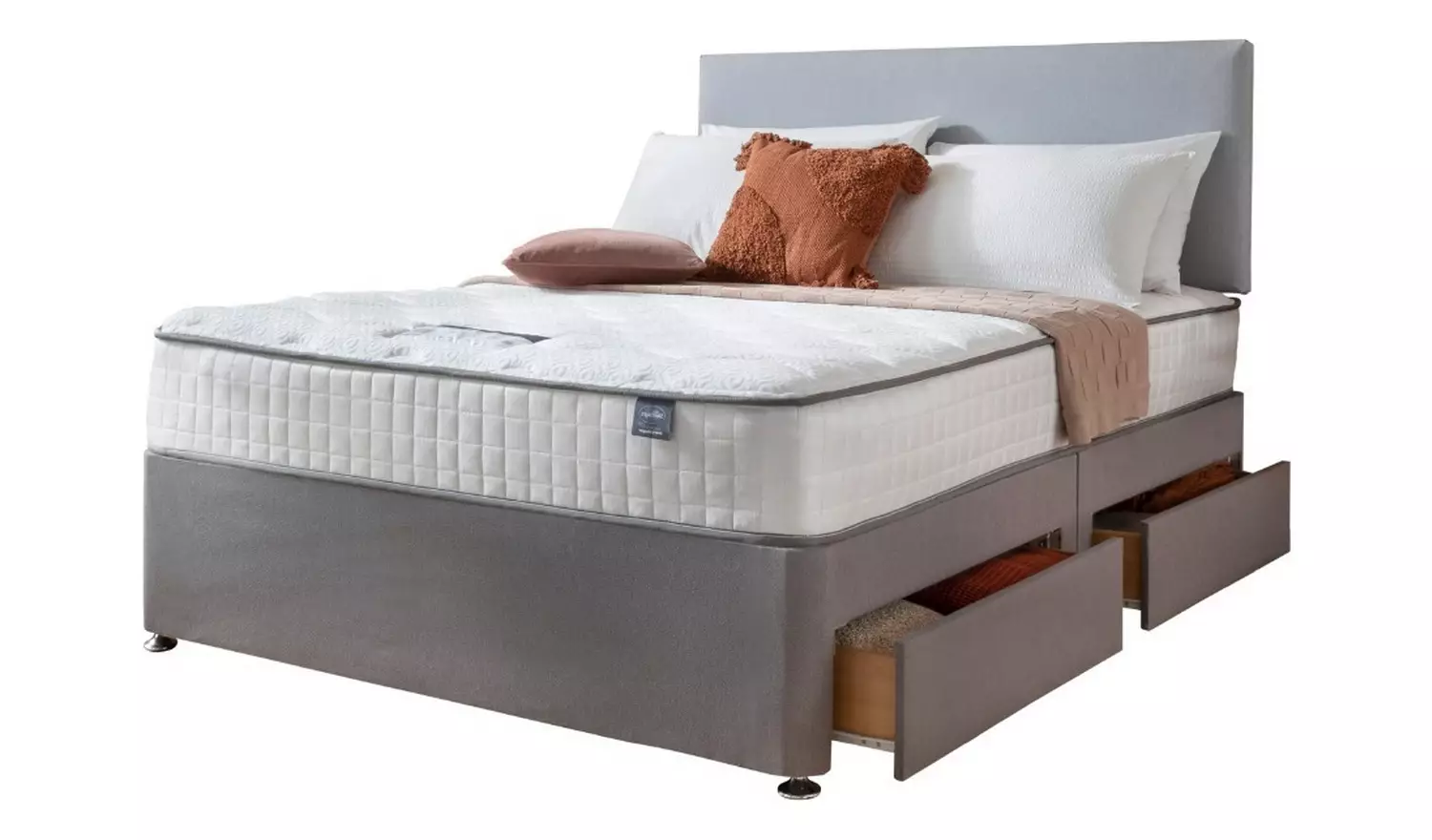 Silentnight Memory Superking 4 Drawer Divan Bed - Grey