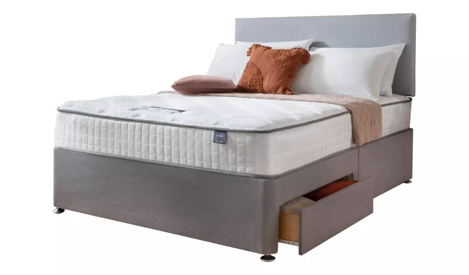 Silentnight Memory Kingsize 2 Drawer Divan Bed - Grey