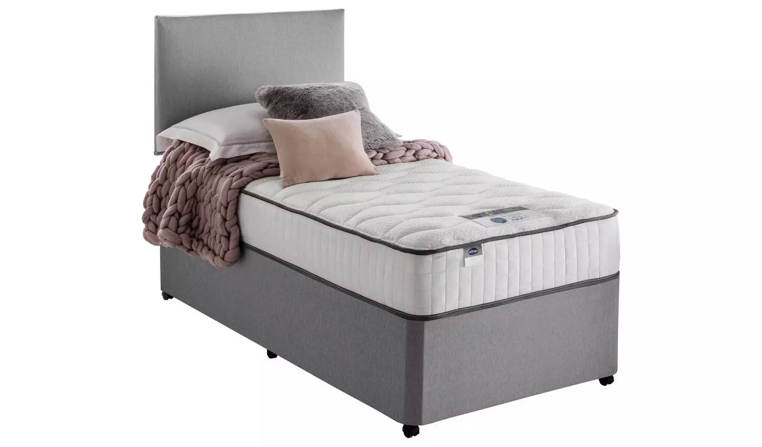 Silentnight Middleton Single Memory 2 Drawer Divan Bed- Grey