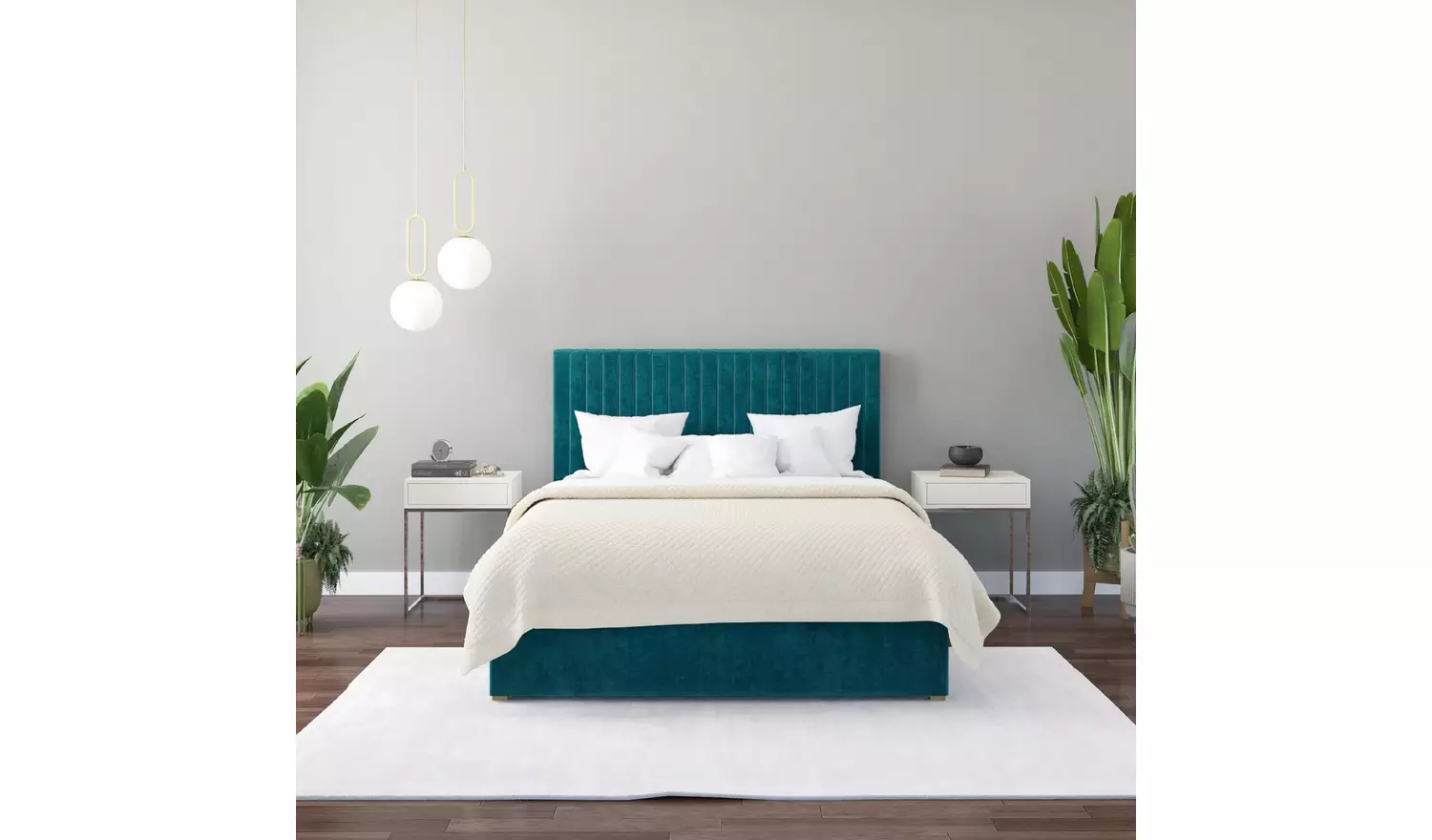 Aspire Grant Small Double End Lift Ottoman Bed-Emerald Green