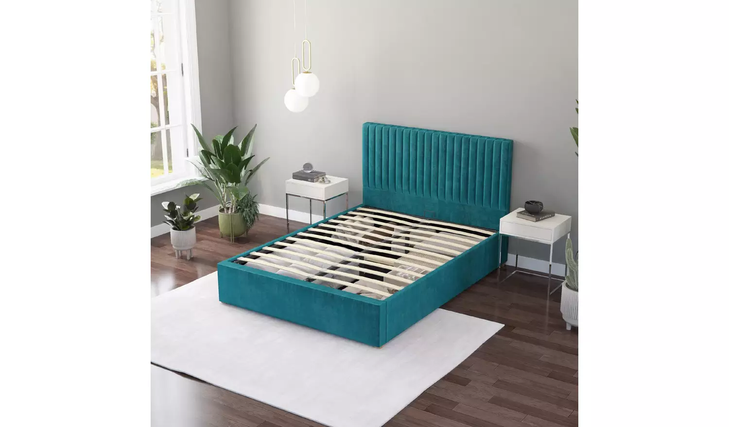 Aspire Grant Small Double End Lift Ottoman Bed-Emerald Green