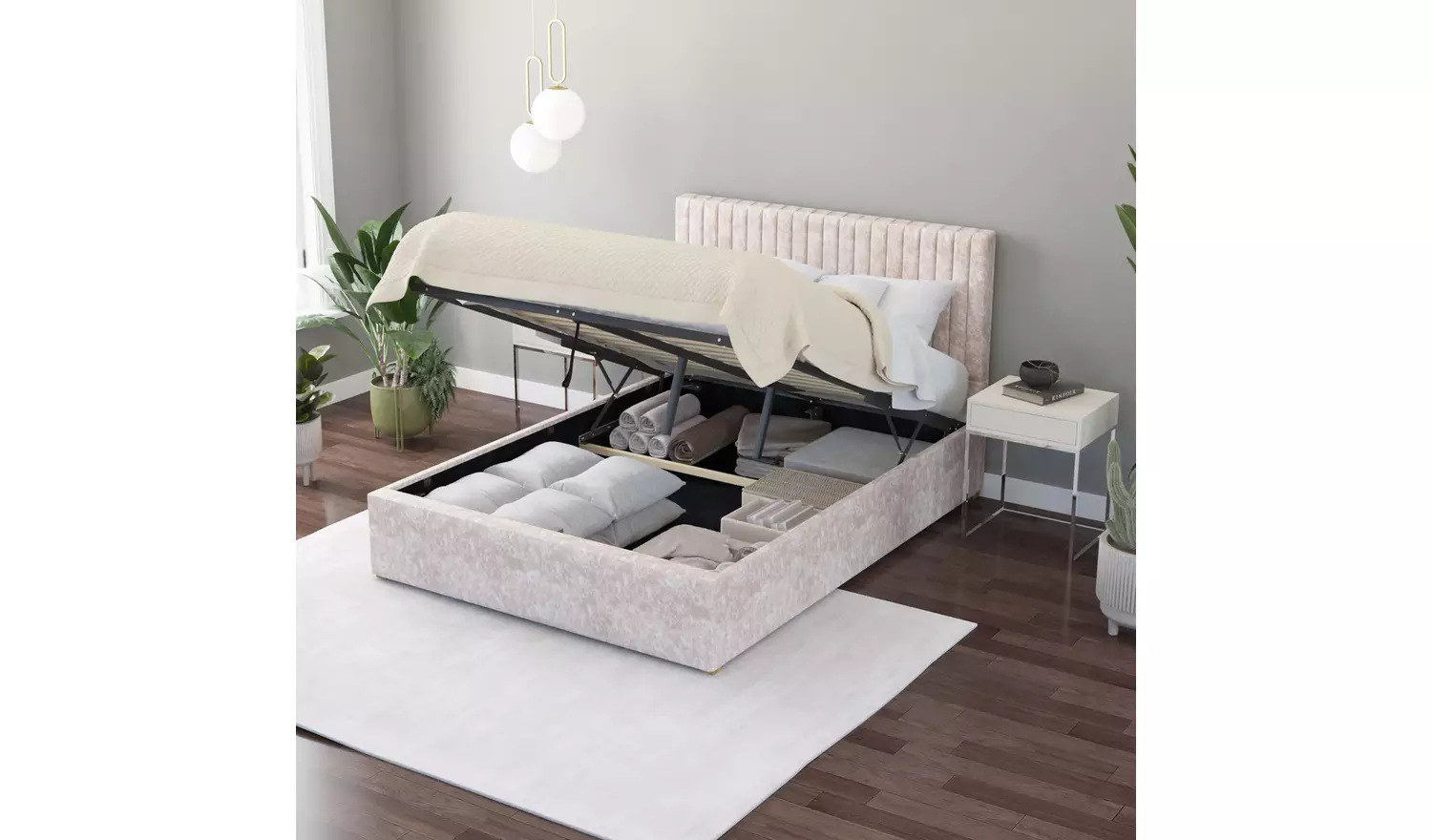 Aspire Grant Mirazzi Superking End Lift Ottoman Bed- Natural