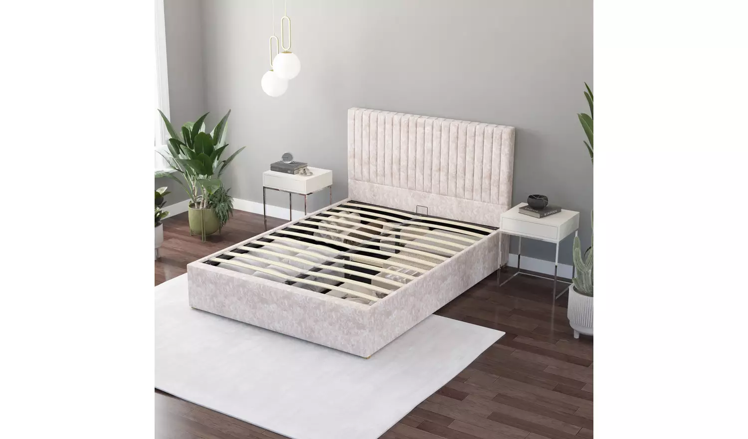 Aspire Grant Mirazzi Superking End Lift Ottoman Bed- Natural