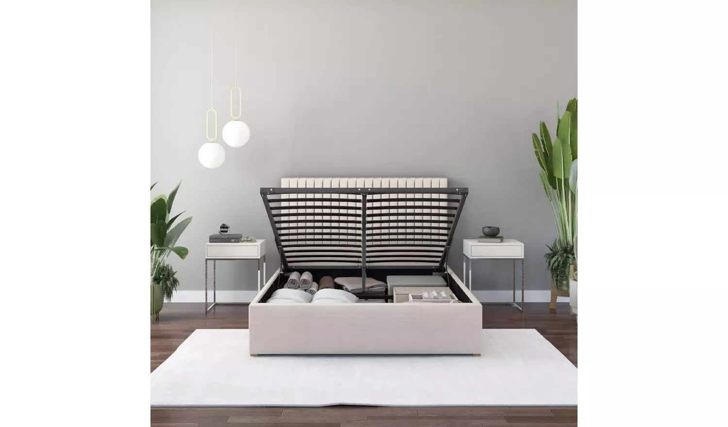 Aspire Grant Small Double End Lift Ottoman Bed - Cream