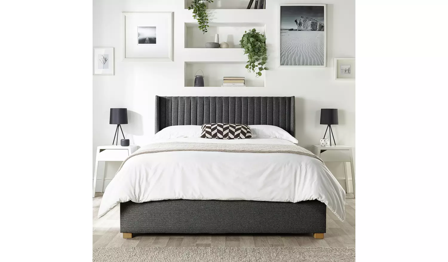 Cl Soho Small Double Twill End Lift Ottoman Bed - Charcoal