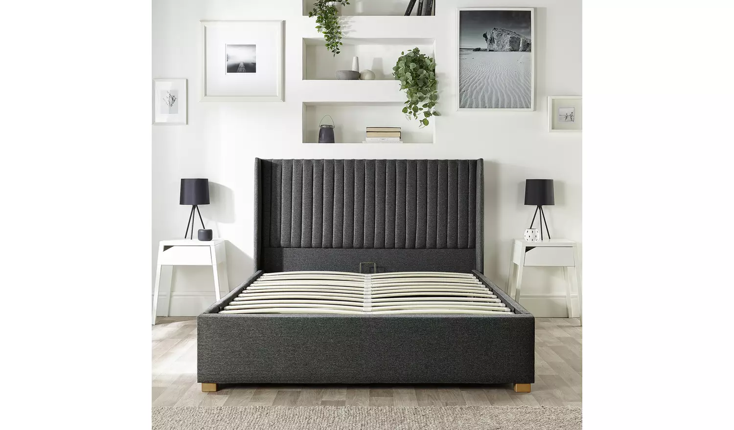 Cl Soho Small Double Twill End Lift Ottoman Bed - Charcoal