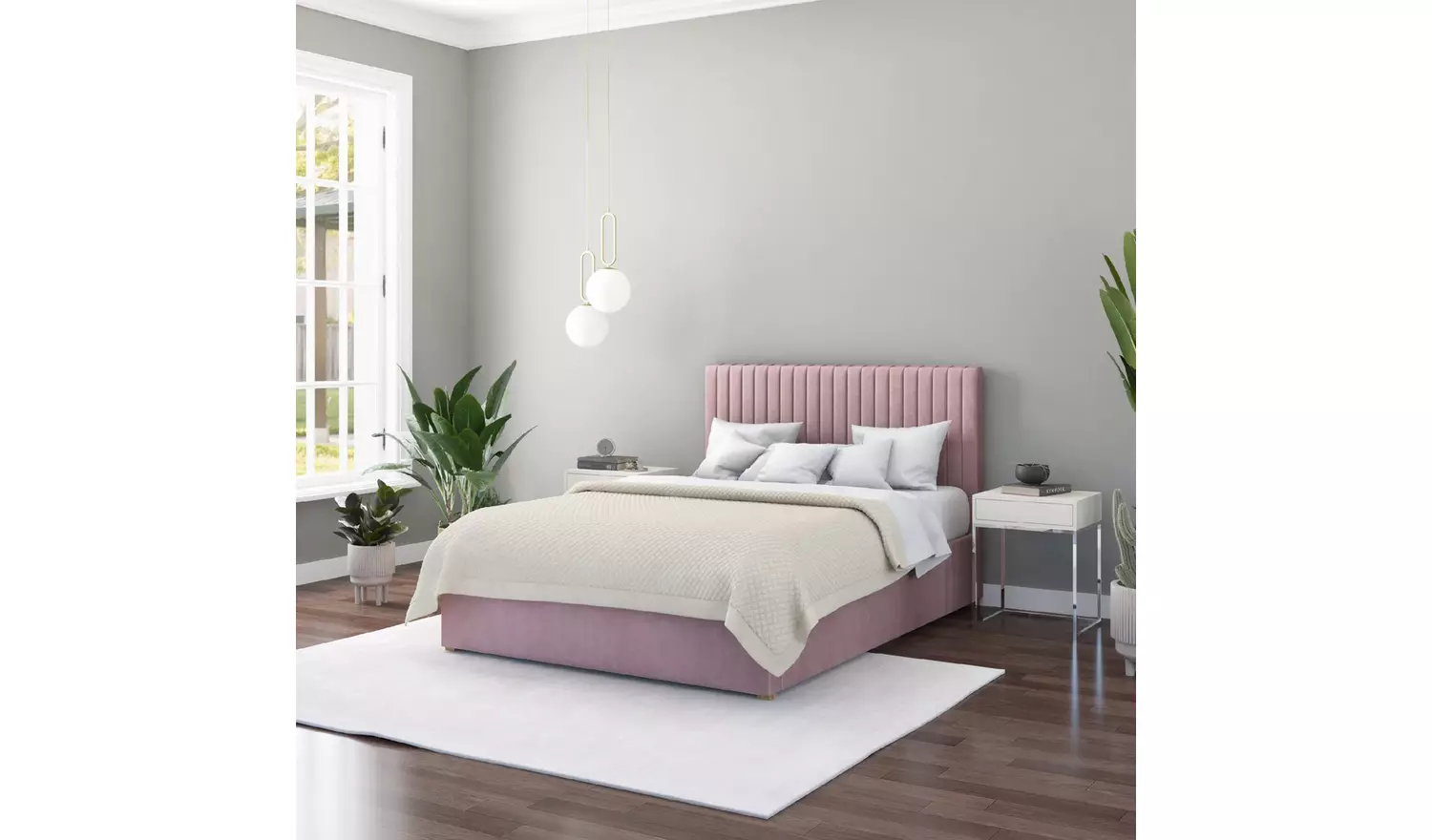 Aspire Grant Small Double End Lift Ottoman Bed - Blush
