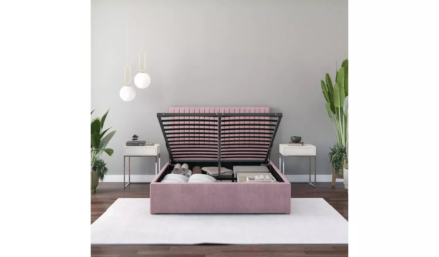 Aspire Grant Small Double End Lift Ottoman Bed - Blush