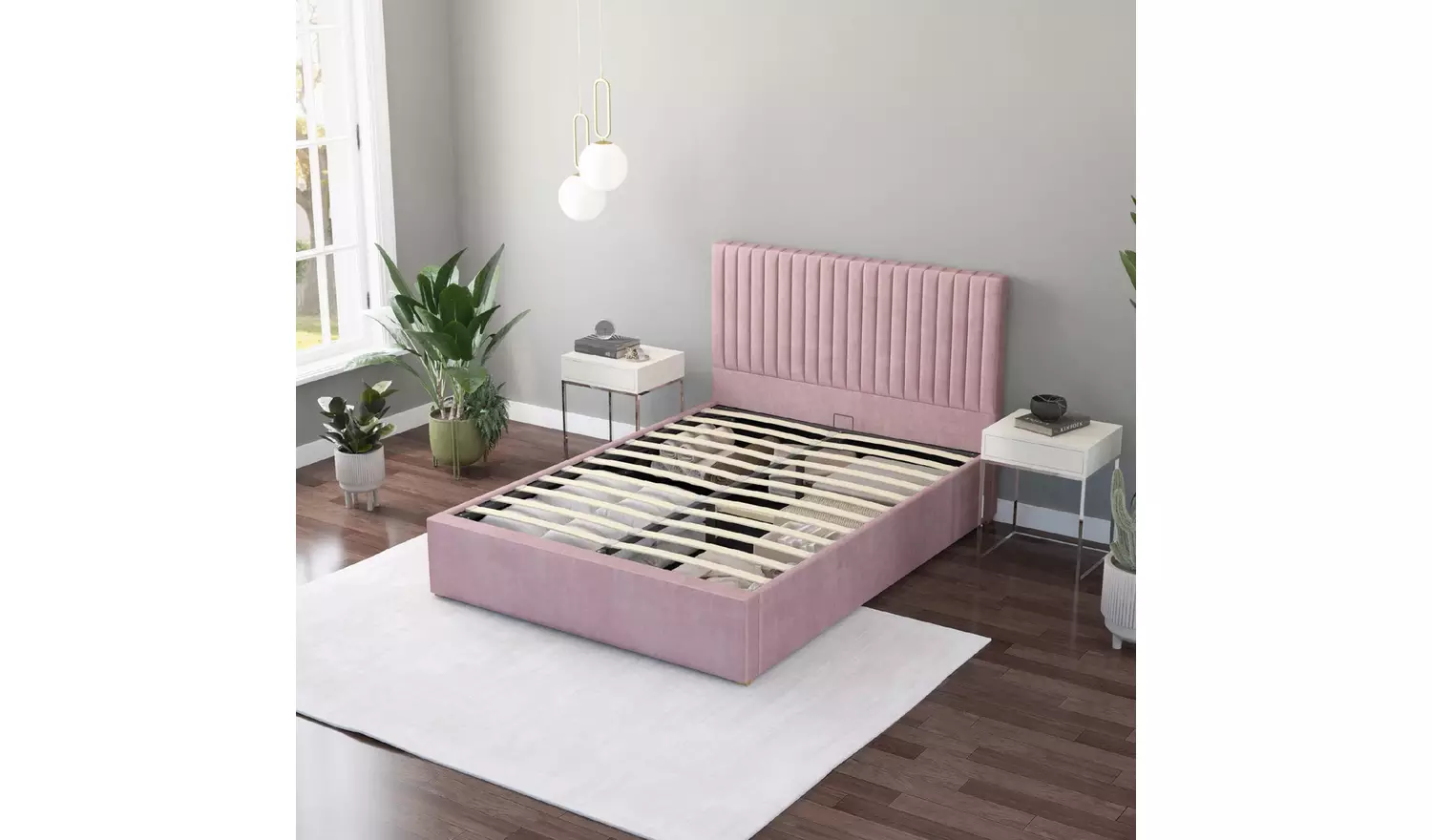 Aspire Grant Small Double End Lift Ottoman Bed - Blush