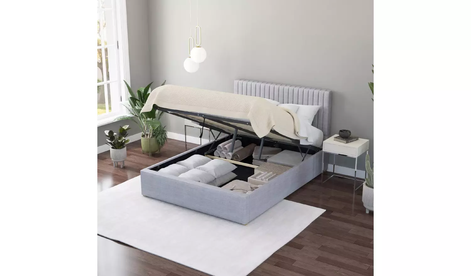 Aspire Grant Small Double End Lift Ottoman Bed - Sky Blue