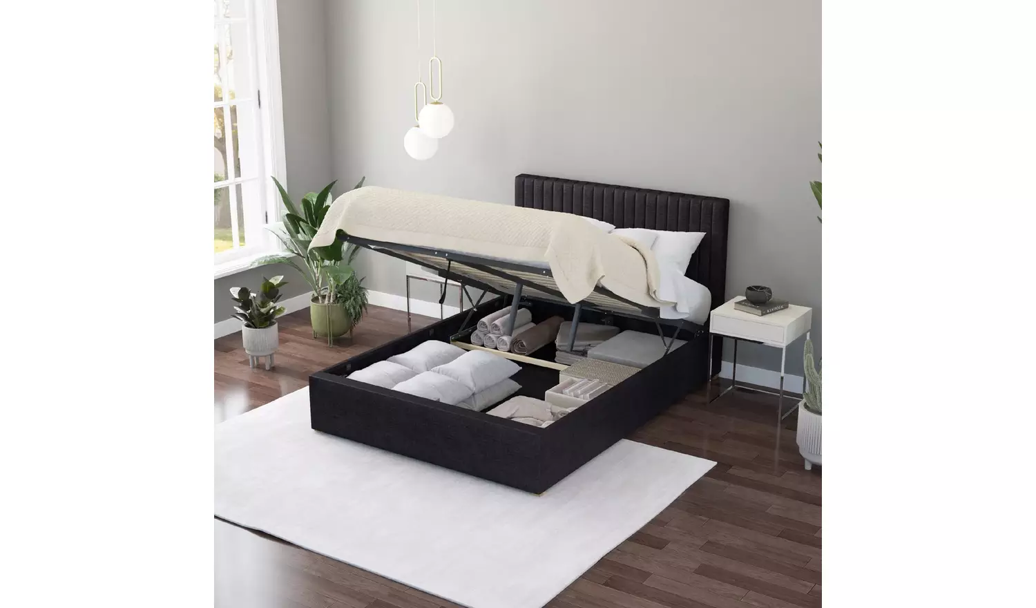 Aspire Grant Small Double End Lift Ottoman Bed - Ebony