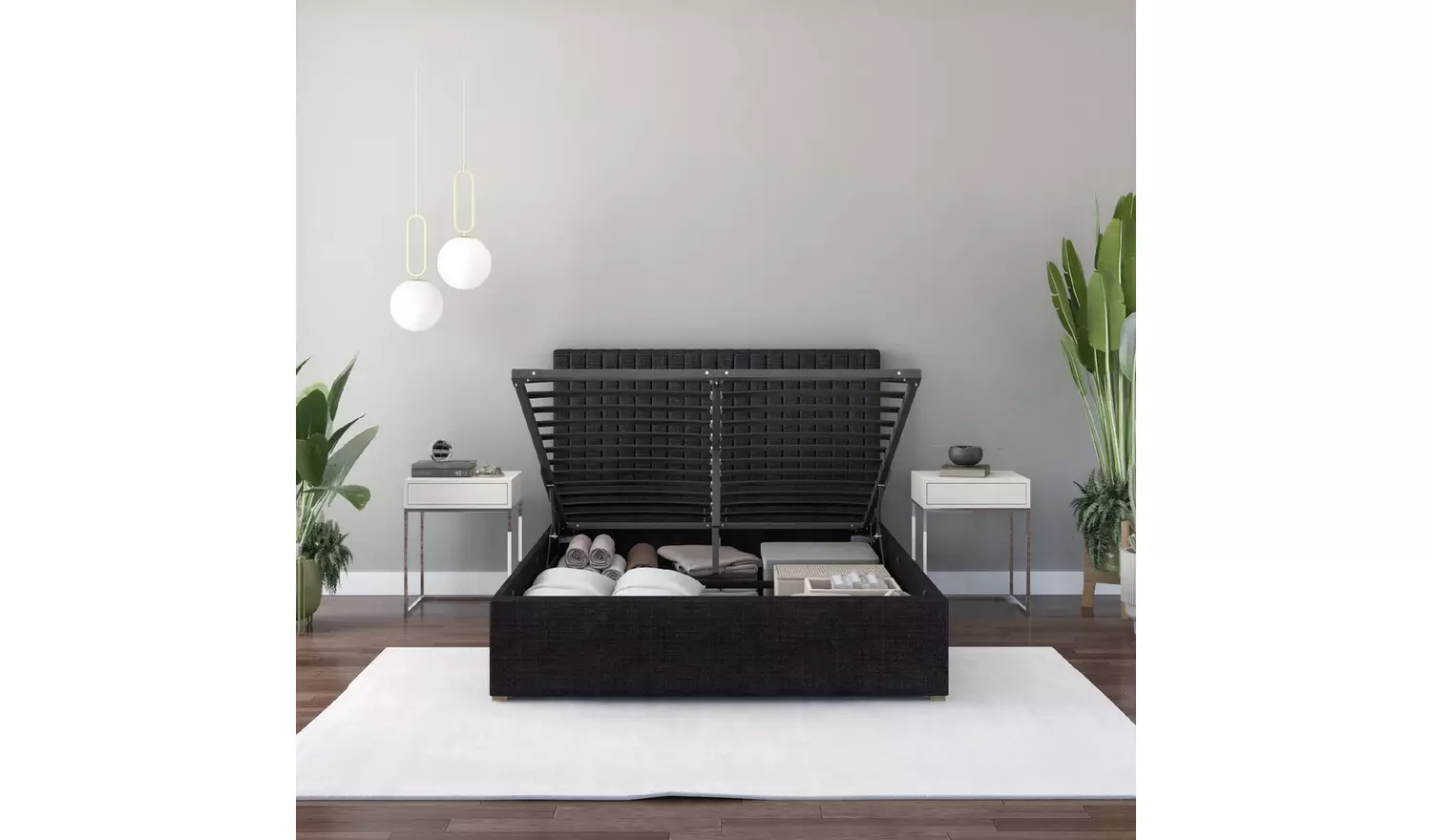 Aspire Grant Small Double End Lift Ottoman Bed - Ebony