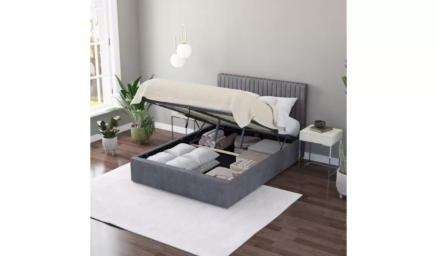 Aspire Grant Small Double End Lift Ottoman Bed - Steel
